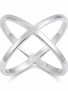 Womens Sterling Silver Criss Cross Ring